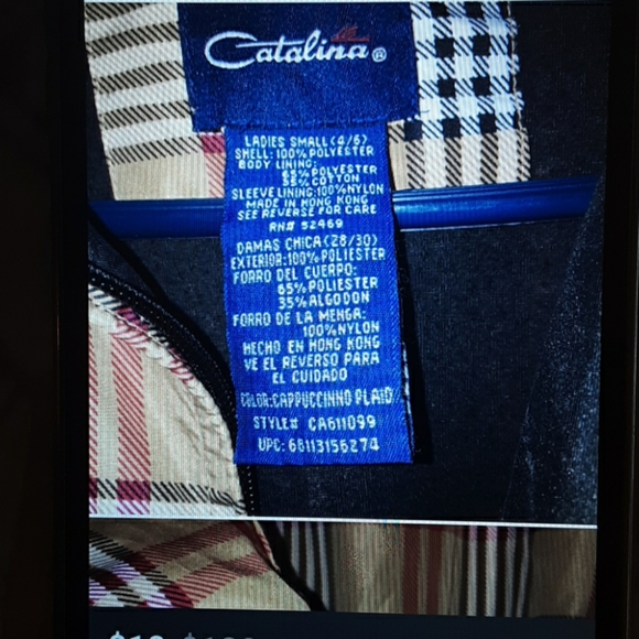 CATALINA PLAID LIGHTWEIGHT  WINDBREAKER S - Picture 3 of 6